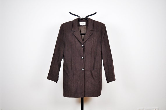 Vintage Dark Chocolate Brown Long Blazer Jacket