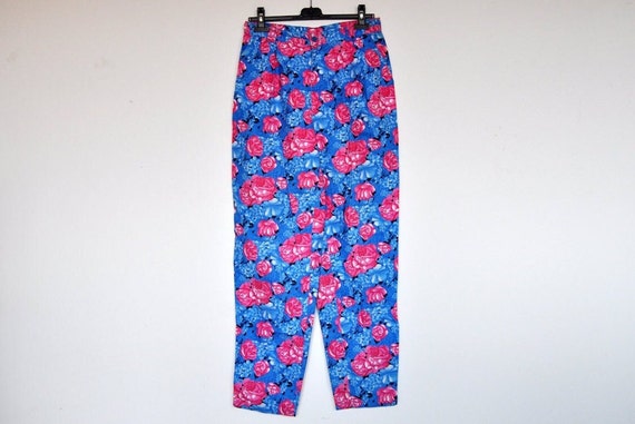 Vintage Blue and Pink High Waist Floral Print Cot… - image 1