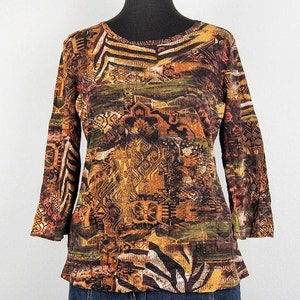 Vintage Abstract Print Stretchy Top