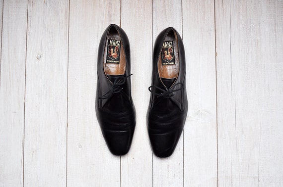 Vintage Black Leather Lace Up Oxford Dress Shoes