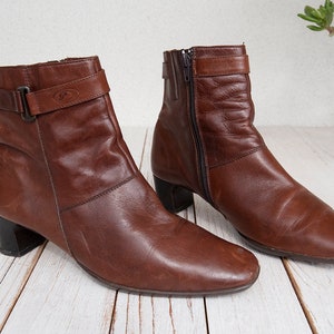 Vintage Peko Cognac Brown Leather Ankle Boots