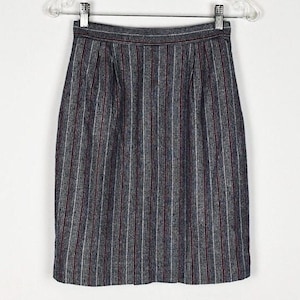 Vintage Grey Wool High Waist Mini Pencil Skirt