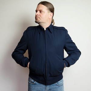 Vintage Marineblaue Bomberjacke