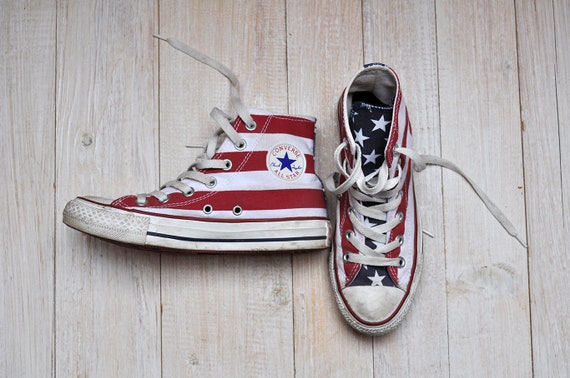 Vintage Converse Hi Tops American Flag 