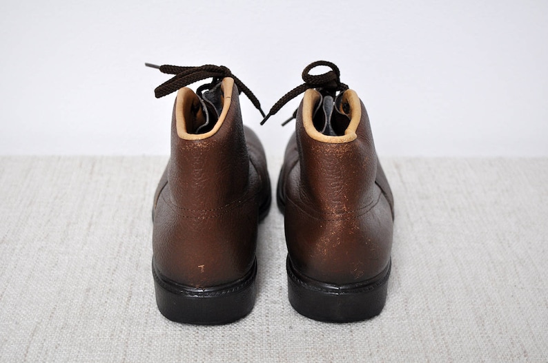Vintage Brown Sturdy Leather Lace Up Ankle Hiking Boots