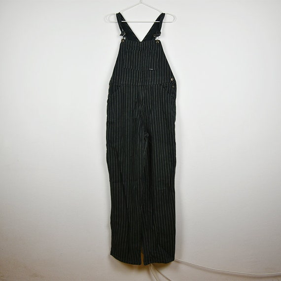 Vintage Black and White Pinstripe Denim Overalls D