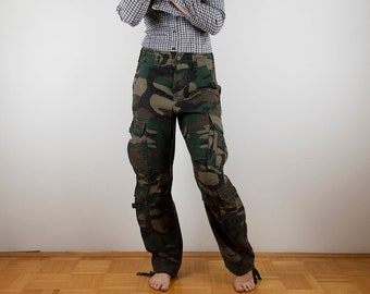 Vintage Camo Print Cargo Pockets Army Pants