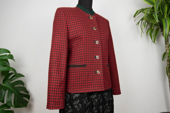 Vintage Red and Green Check Trachten Blazer Jacket - image 4