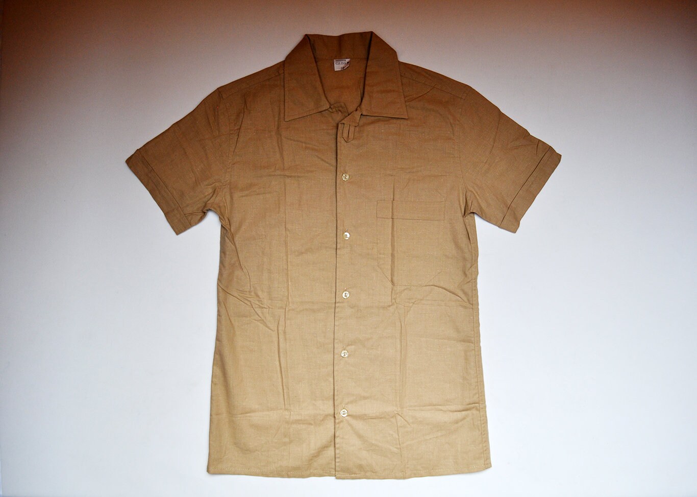 Vintage Tan Short Sleeve Button Down 