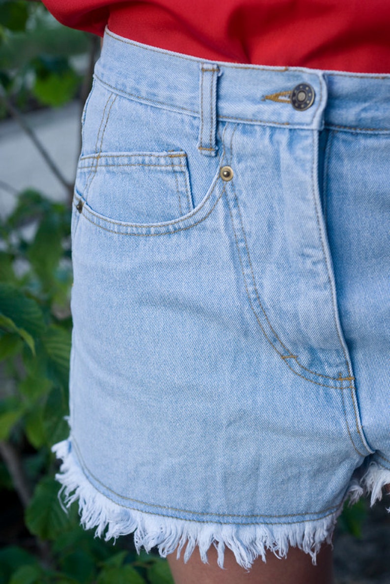 The Reeve' Frayed High Waist Denim Shorts