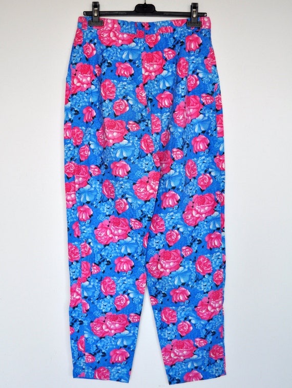 Vintage Blue and Pink High Waist Floral Print Cot… - image 4