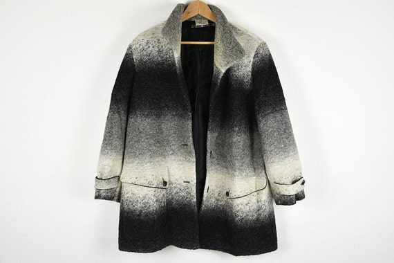 Vintage Ombre Grey Felt Wool Blanket Coat - image 6