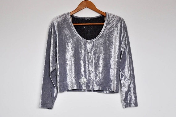 Silver cropped cardigan clearance