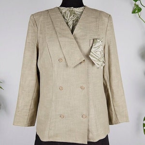 Vintage Beige Blouse and Blazer Set