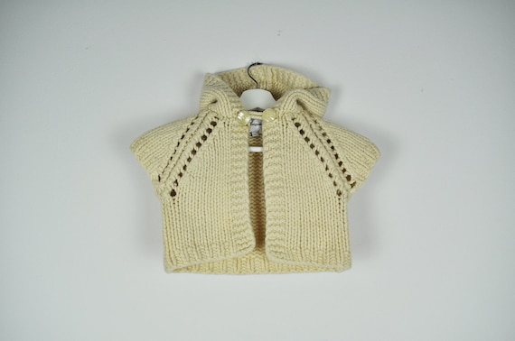 Vintage DESIGUAL Cream Chunky Knit Cropped Hooded