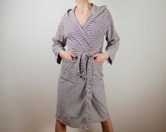 Vintage Red Navy and White Striped Cotton Robe