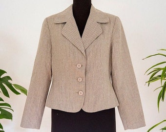 Vintage Beige Pinstripe Blazer Jacket