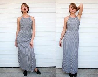 Vintage Psychedelic Striped Maxi Tank Dress Size M