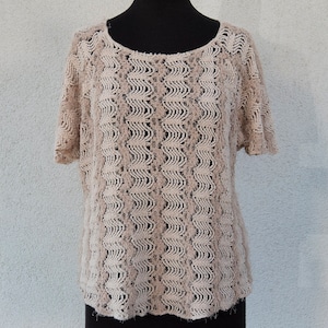 Vintage Beige Fuzzy Knit See Through Blouse