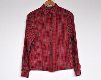 Vintage 1960s 60s 1970s 70s Pendleton Wool Shirt Red Green Plaid 