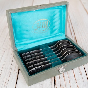 Antique Boxed Set of Six Cutlery Dessert Spoons
