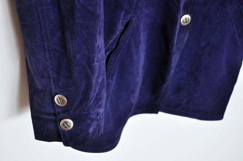 Vintage Royal Blue Suede Collarless Blazer Jacket | Etsy