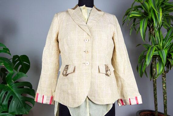 Vintage Plaid Snakeskin Trim Blazer Etsy Canada