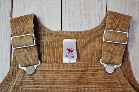 Vintage Brown Girls Corduroy Bib Sleeveless Overa… - image 5