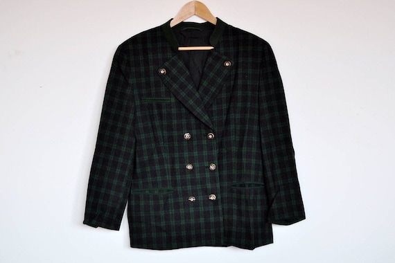 Vintage Lodenfrey Green and Charcoal Plaid Wool Rusti… - Gem