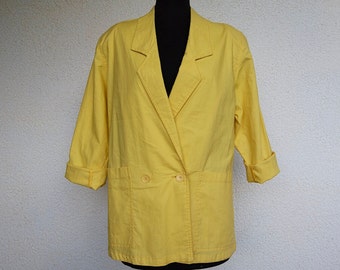 Blazer vintage de algodón amarillo brillante