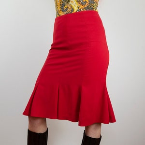 Vintage Red Trumpet Midi Skirt and Peplum Jacket Suit image 9