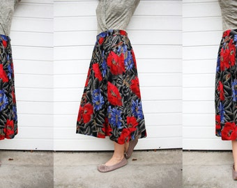 Vintage Floral Pleated Skirt