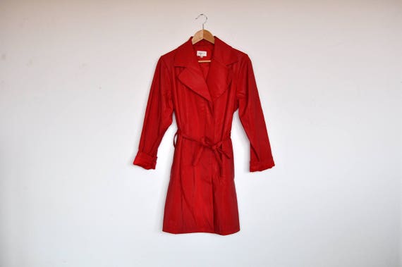 Vintage Lipstick Red Vinyl Rain Coat