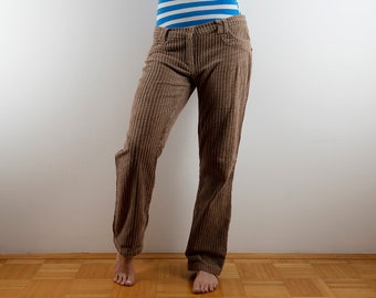 Vintage Beige Mid Waist Corduroy Pants