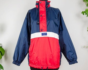 Vintage Navy Red and White Colorblock Anorak Jacket