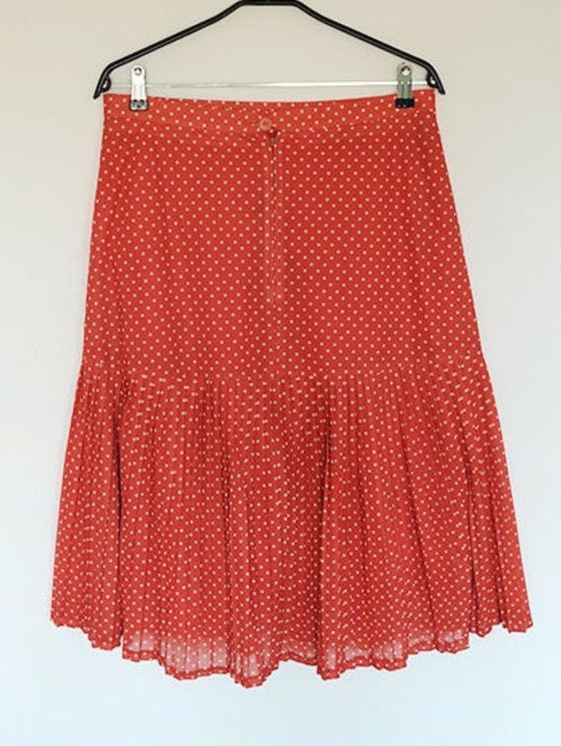 Vintage Oversized Red Polka Dot Drop Waist Pleated Midi Skirt Etsy
