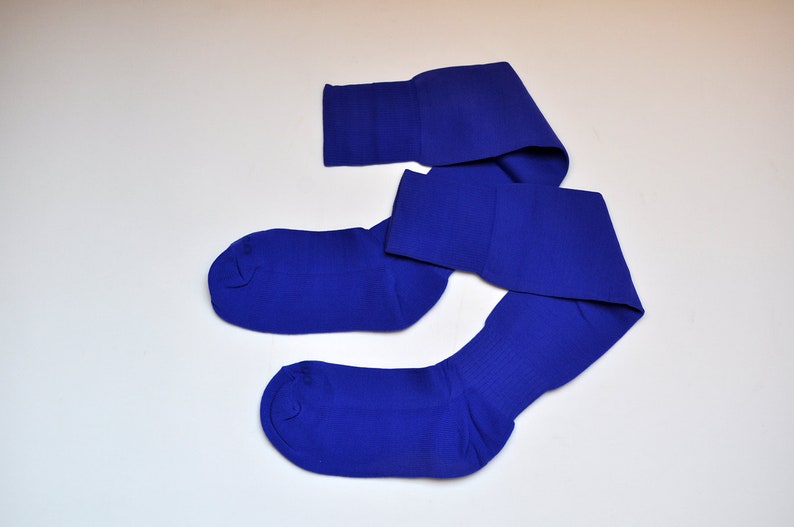 Vintage Royal Blue Stretchy Knit Baseball Basketball Knee High Socks