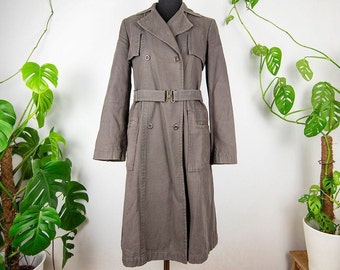 Vintage Taupe Belted Cotton Trench Coat