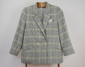 Vintage Grey Plaid Blazer