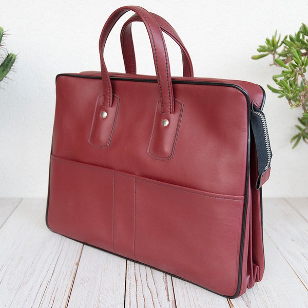 Vintage Oxblood Red Vinyl Carry On Briefcase Bag