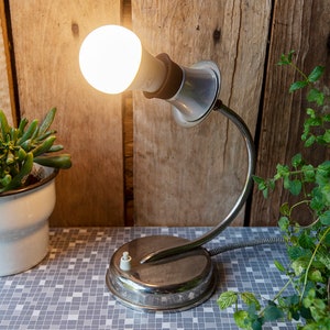 Vintage Silver Metal Table Lamp