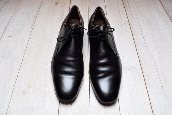 Vintage Black Leather Lace Up Oxford Dress Shoes - image 1