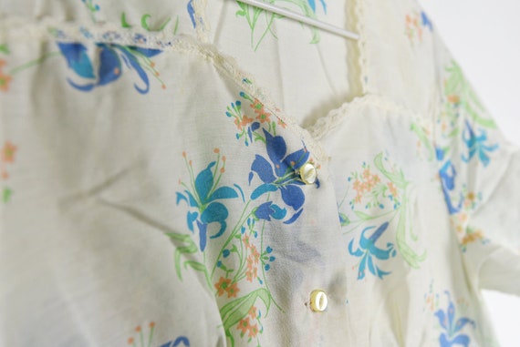 Vintage White Floral Semi Sheer Empire Waist Nigh… - image 3