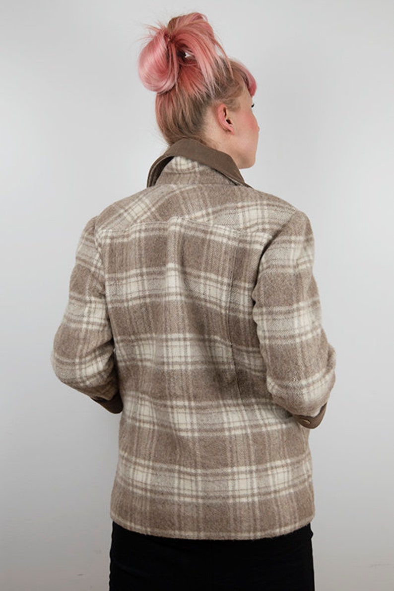 Vintage Tan and Cream Plaid Wool Jacket image 6