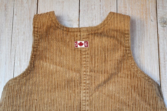 Vintage Brown Girls Corduroy Bib Sleeveless Overa… - image 8