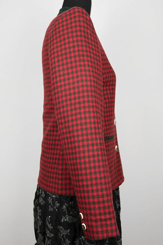 Vintage Red and Green Check Trachten Blazer Jacket - image 5