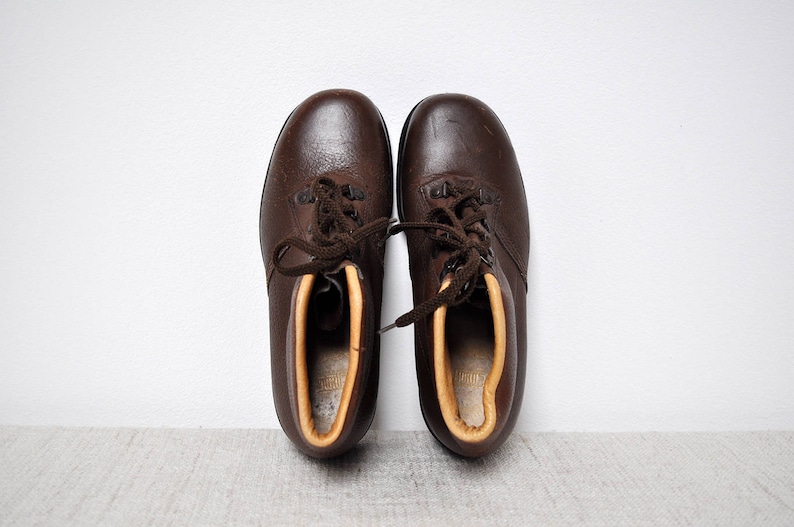 Vintage Brown Sturdy Leather Lace Up Ankle Hiking Boots