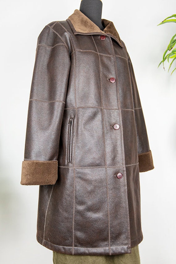 Vintage Brown Faux Shearling Vegan Coat - image 5