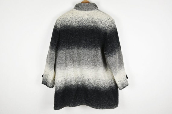 Vintage Ombre Grey Felt Wool Blanket Coat - image 7