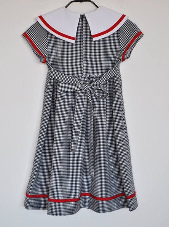 Vintage Black and White Gingham Girls Nautical Ba… - image 3